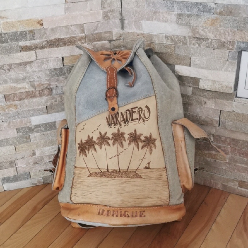 Vintage Leather Suede Backpack